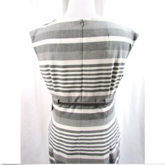 Calvin Klein Gray Striped Sheath Belted Dress - Picture 6 of 8